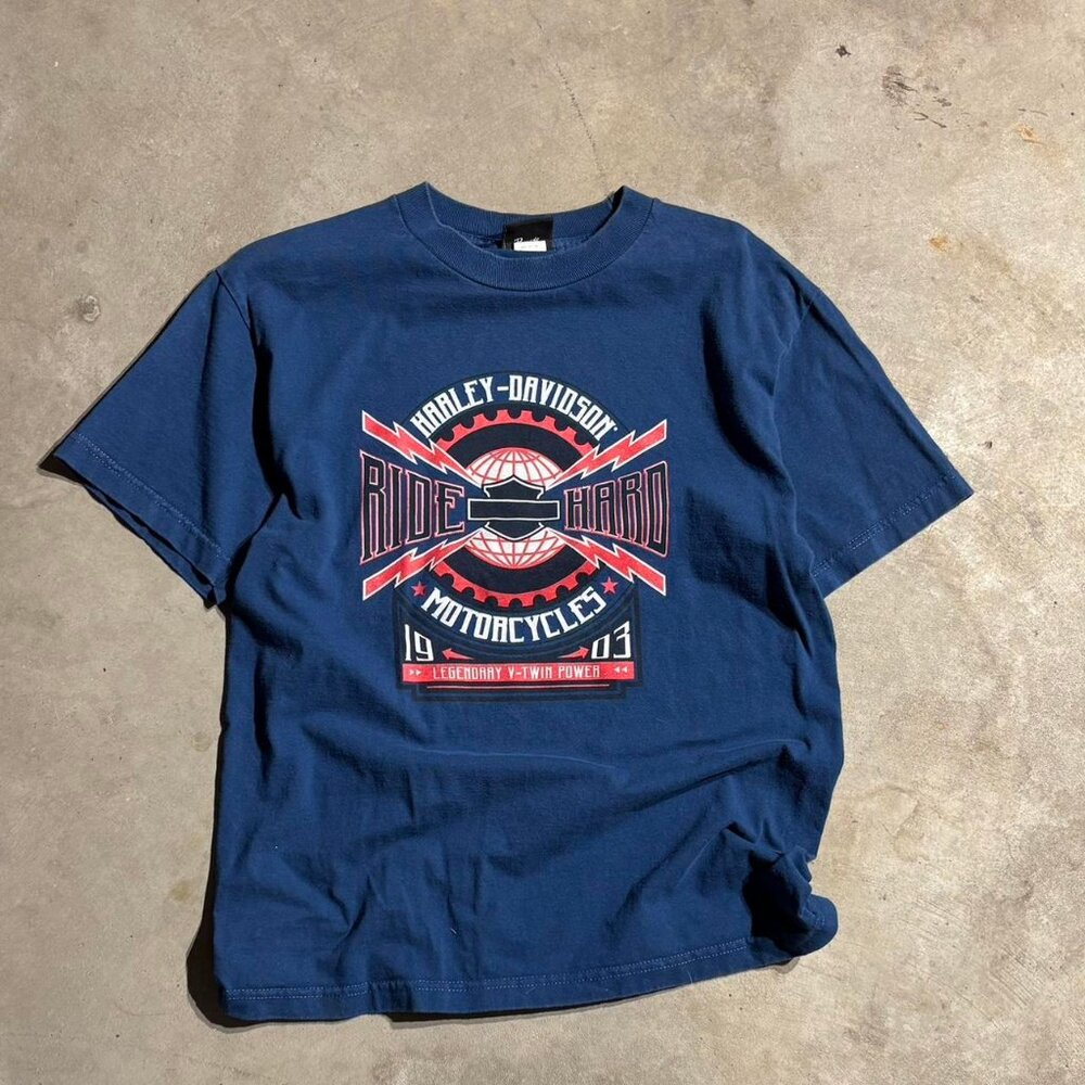 Harley Davidson Men's Navy and Blue T-shirt